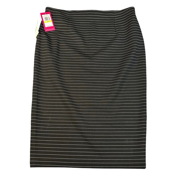 Vince Camuto Skirt Rich Black White Womens M Striped Pull-On Pencil Office Wear - Picture 1 of 7